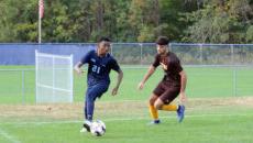 Men's soccer player feinting